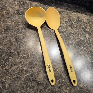 Vintage Oster Kitchen Utensils – Yellow Ladle & Serving Spoon – Set of 2